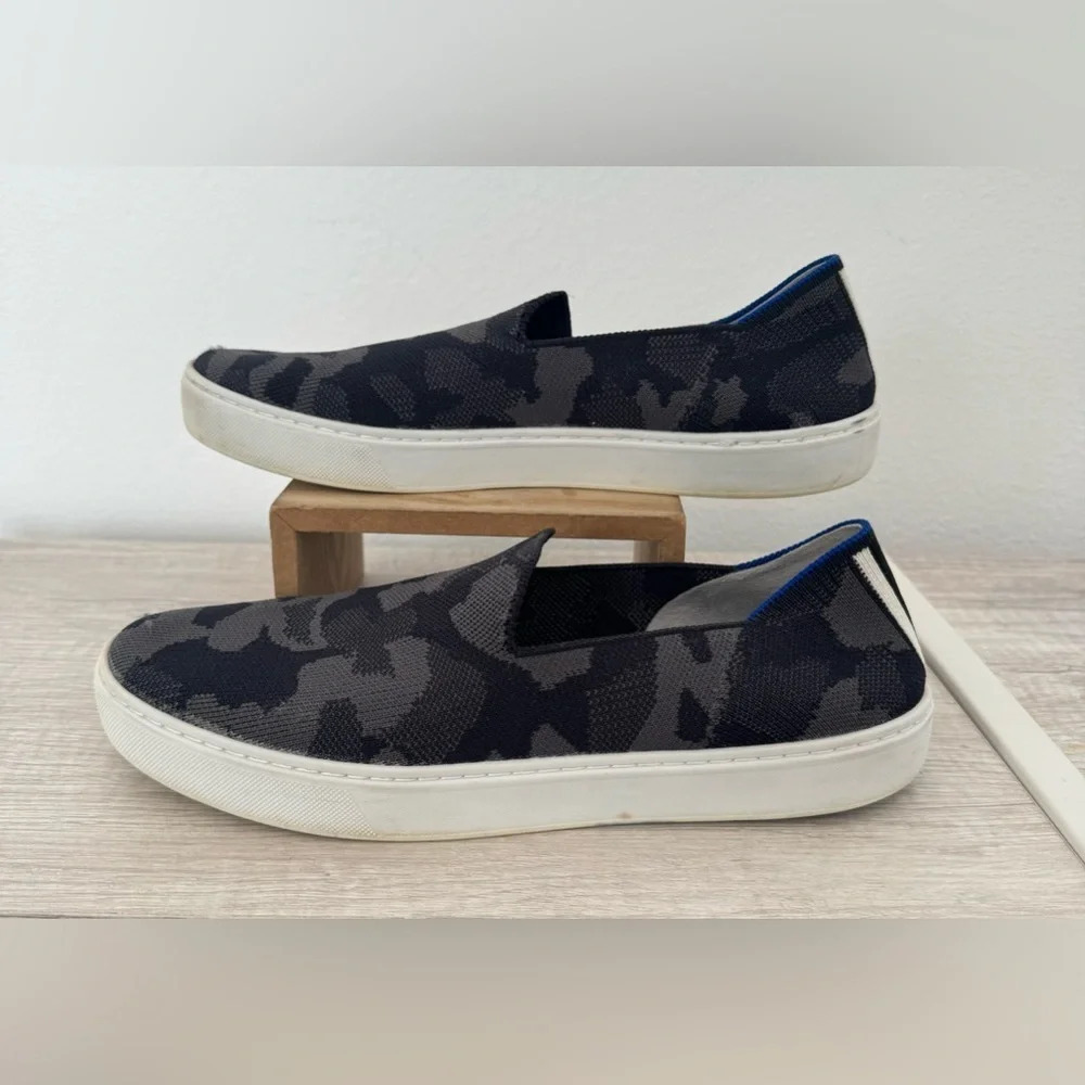 Rothy's The Original Slip On Knit Sneaker Washable Grey Black Camo Size 10